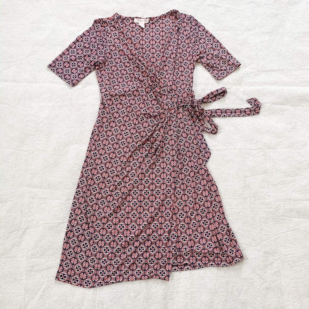 Motherhood Maternity Printed Wrap Tie Dress